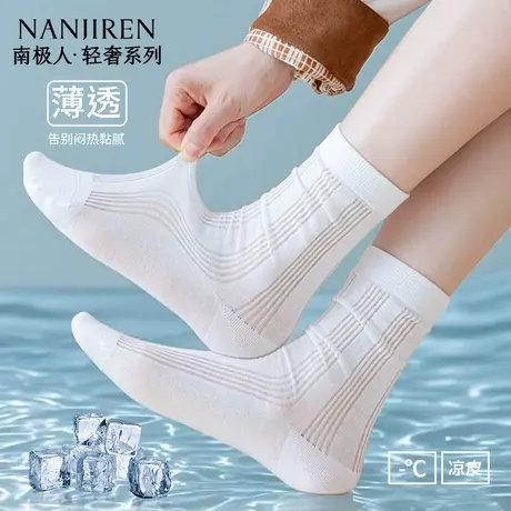 南极人夏季中筒堆堆袜女薄款网眼透气吸汗防臭夏芭蕾风长绒棉袜图片