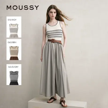 【呼呼专享】MOUSSY 复古风条纹针织拼接背心连衣裙028ISZ70-3861图片