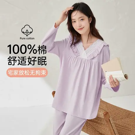 顶瓜瓜睡衣女款纯棉春秋季长袖可外穿家居服套装图片