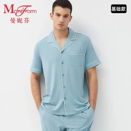曼妮芬男士家居服套装莫代尔短袖睡衣柔软舒适睡裤春秋男生起居服商品大图