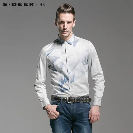 【多件多折】sdeerhe圣迪奥现代立体几何纯棉男士衬衫H14370545图片