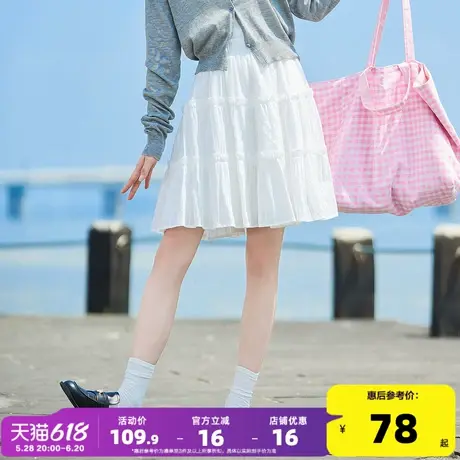 唐狮25夏季新款女半身裙小个子a字裙温柔显瘦甜美白色蛋糕短裙子图片