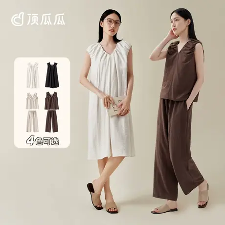 顶瓜瓜家居服睡裙女无袖夏纯欲风法式柔软舒适可外穿睡衣图片