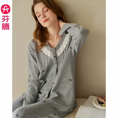 芬腾睡衣女春秋季纯棉长袖2025新款抗菌套装女款休闲可外穿家居服图片