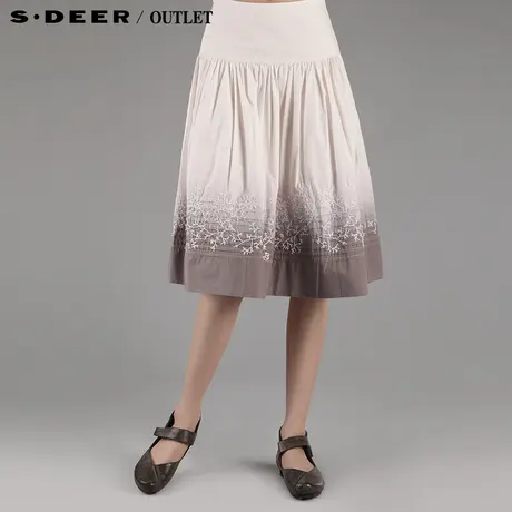 sdeer圣迪奥2014女装春装文艺气质碎花吊染半身裙 0181180图片