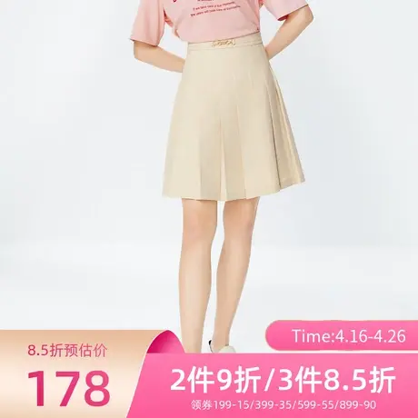 诗凡黎新款褶皱高腰a字裙短裙休闲半身裙7C2440211图片