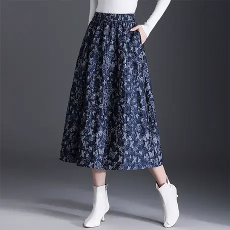 时尚花色灯笼裙半身裙女秋冬款2025新款A字裙蓬蓬裙中长款花苞裙图片