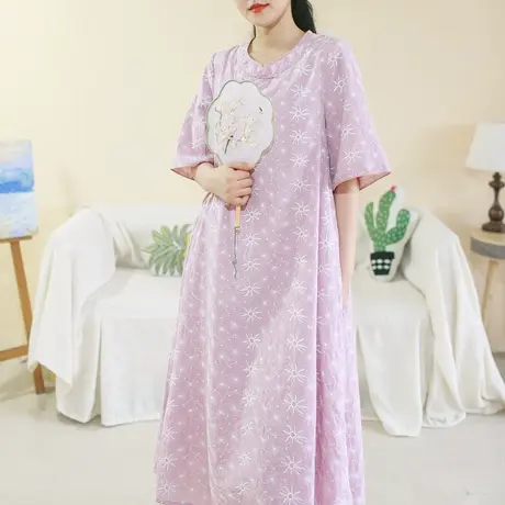 胖妹妹夏季2023新品复古中式风旗袍连衣裙微胖宽松显瘦短袖旗袍裙图片