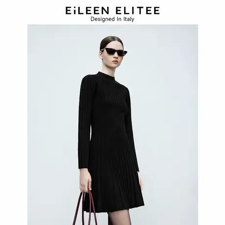 朗姿欧洲EiLEEN ELITEE2025春新款法式高级感黑色裙子气质连衣裙图片