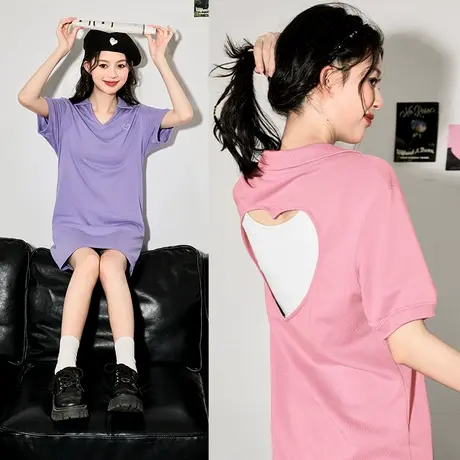 唐狮polo领连衣裙女夏季新款裙子女休闲气质女装背心两件套装裙r6图片