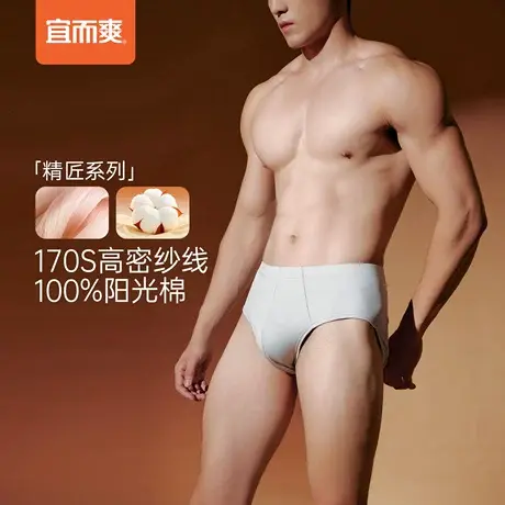 【高支系列】宜而爽男170S全棉三角裤100%纯棉内裤中腰男士短裤图片