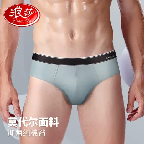 浪莎莫代尔男士三角内裤男冰丝透气纯棉抗菌裆中腰大码男生短裤头图片