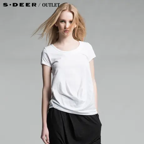 s.deer【上新】圣迪奥女装夏皱褶不规则摆T恤S13280179图片
