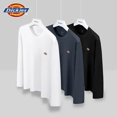 Dickies棉莫秋冬季2025新款长袖男款高级感秋衣男士白色黑色打底图片