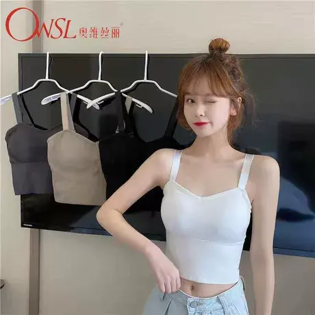 吊带背心女带胸垫内搭防走光春韩版复古外穿抹胸上衣图片
