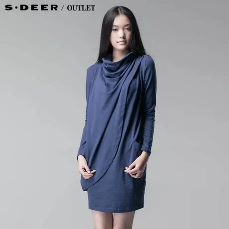【新品】sdeer圣迪奥专柜正品女设计感纯色堆领女式针织衫3381291图片