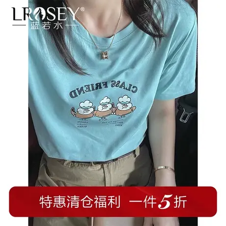 大码女装卡通印花正肩T恤胖mm2024夏新款休闲宽松显瘦短袖上衣ins图片