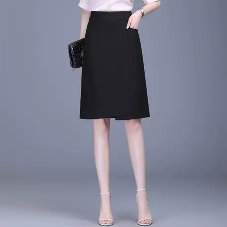 不规则黑色包臀裙女春夏2023新款高腰通勤职业半身裙显瘦休闲中裙图片