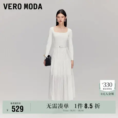8.1上新Vero Moda连衣裙2025夏季新款收腰A字裙摆腰带捏褶中长裙图片