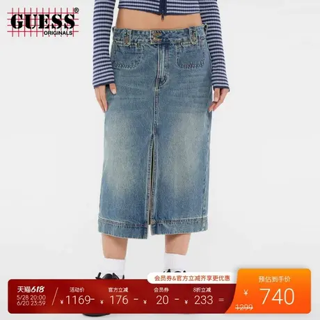 GUESSOriginals 25年新款春季女士水洗牛仔半身长裙-W5RG35D4XY0图片