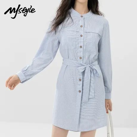 MJ STYLE线下同款女韩系衬衫连衣裙收腰超显瘦通勤裙子夏季设计感图片