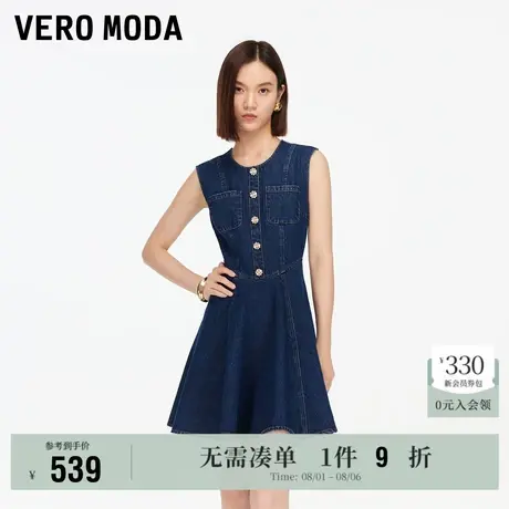 8.1上新Vero Moda连衣裙2025夏季新款纯棉无袖复古显瘦牛仔短裙图片