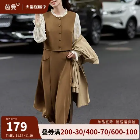 茵曼法式氛围感连衣裙女高级感2023年秋装新款收腰显瘦气质长裙子图片