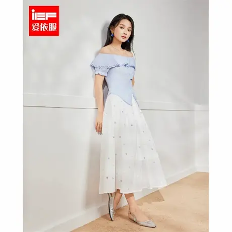 IEF/爱依服2025夏季新款时尚波点半身裙女中长款高腰显瘦白色裙子图片