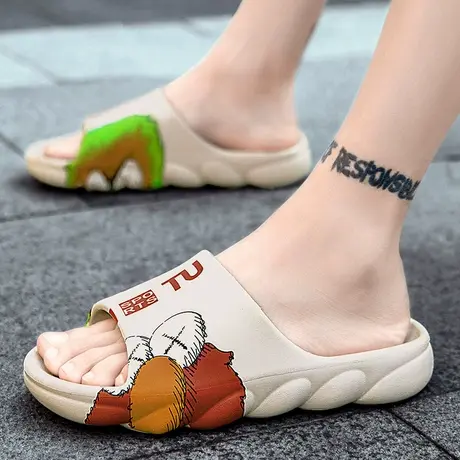 拖鞋男外穿椰子yeezy户外踩屎感ins潮拖涂鸦沙滩防滑凉鞋大码夏季图片