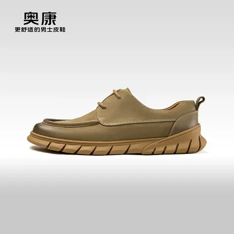 Aokang奥康春秋季新款时尚休闲健步鞋男轻质磨砂舒适耐磨单鞋图片
