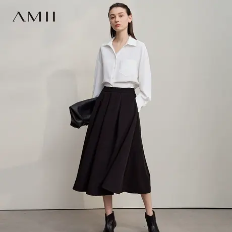 Amii【优雅通勤】25秋高级风法式通勤百褶半身裙A字长款裙半裙图片