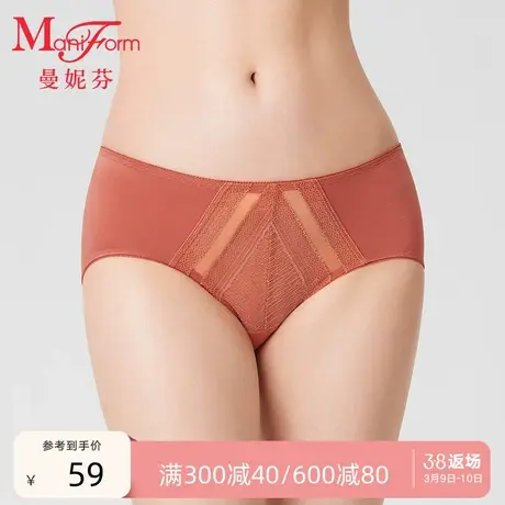 曼妮芬中腰低角裤性感蕾丝女底裤莫代尔内裤女生纯棉全棉底裆短裤图片