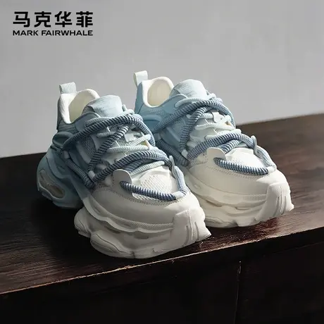 马克华菲正品大码老爹鞋男工作透气隐形内增高厚底潮流情侣休闲鞋图片