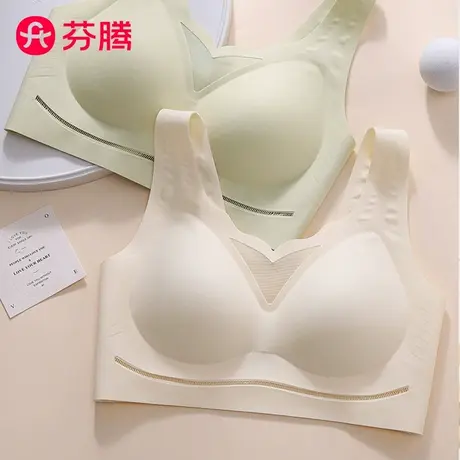 芬腾女网纱全罩杯无痕美背带胸垫聚拢内衣防下垂收副乳背心式文胸图片