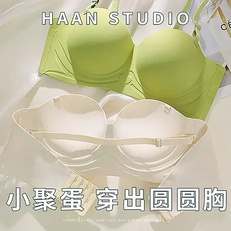 无肩带抹胸内衣女防滑聚拢小胸显大无痕夏季裹胸漫画外扩型文胸罩图片