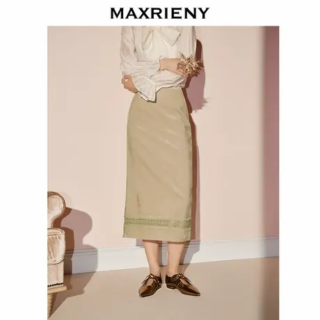 【商场同款】MAXRIENY通勤高知穿搭直身半裙25秋款手钩花边裙子图片