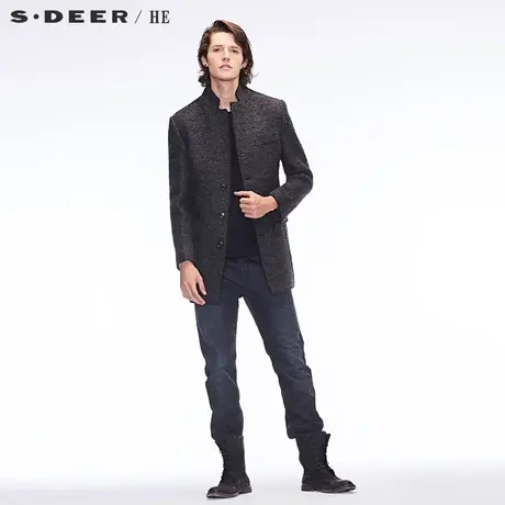 sdeerhe圣迪奥低调简约后衩设计对称挖袋装饰立领大衣H15471745图片