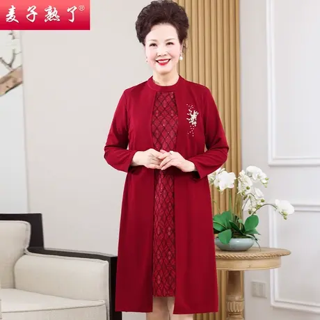 妈妈结婚衣服宴会礼服秋装连衣裙洋气阔太太高贵喜婆婆中老年女装商品大图