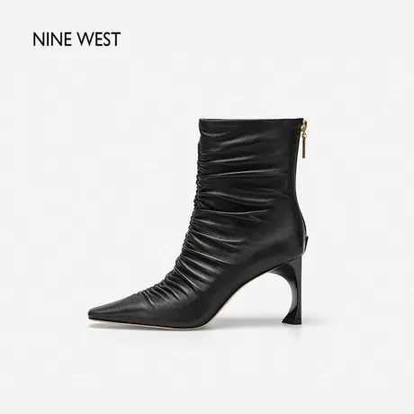 【明星同款】Nine West/玖熙时装靴女尼尔跟羊皮短靴高跟靴子尖头图片