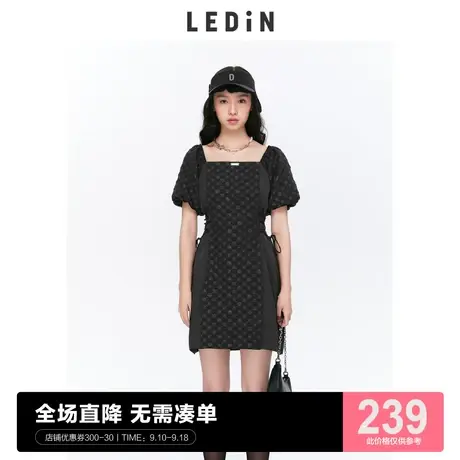 乐町纯欲拼接泡芙连衣裙2023春夏新款女装C1FAC2409图片