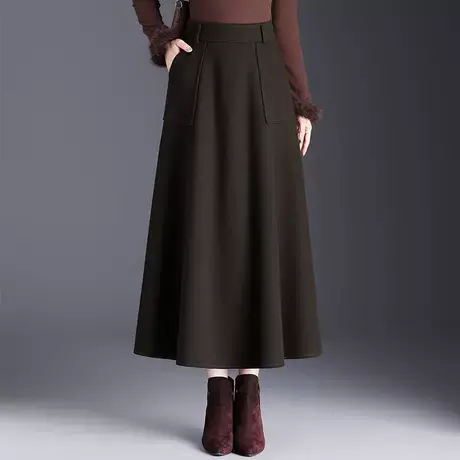 简约垂感半身裙女秋冬2025新款高腰显瘦a字裙通勤气质休闲长裙子图片
