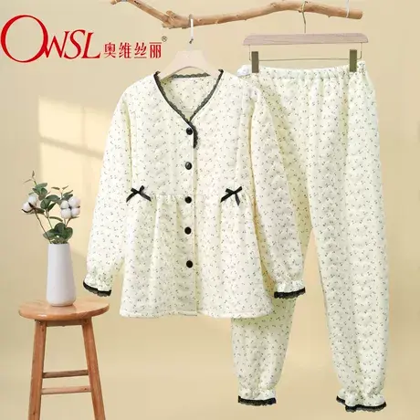 月子服春秋棉产后哺乳喂奶孕妇睡衣空气棉家居服秋冬季图片