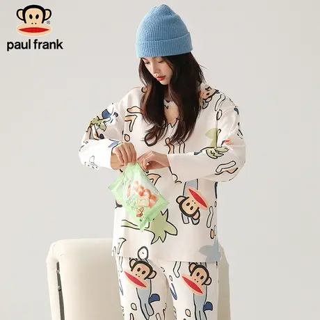 大嘴猴新款秋冬女士简约版纯棉睡衣家居服两件套套装图片