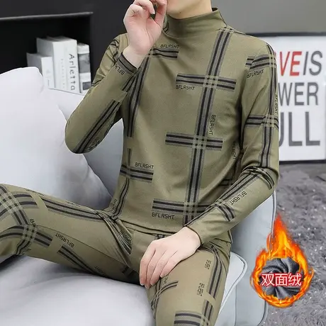 男士保暖内衣套装双面绒冬装加绒加厚秋衣秋裤加肥加大码两件套男商品大图