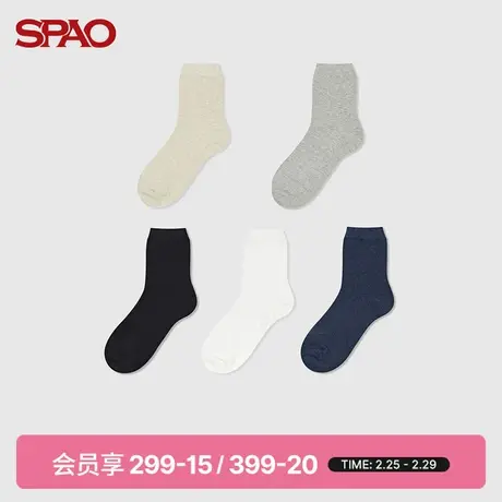 SPAO男女同款袜子春季新款多色基础中筒袜SPAYCA9A91图片
