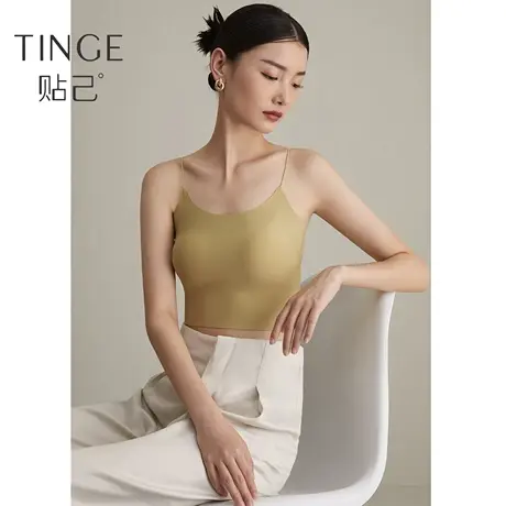 TINGE【拥抱云朵】圆领露脐固定Bra吊带背心女春带胸垫一体内搭图片