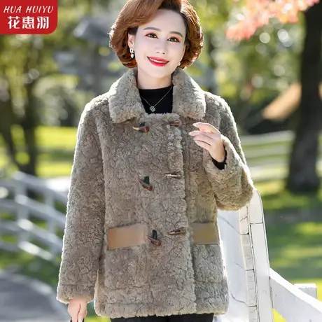 妈妈貂绒棉衣中年女秋冬装洋气加绒加厚棉袄中老年羊羔毛外套棉服商品大图