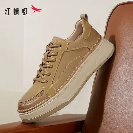 红蜻蜓休闲板鞋2025秋季新款男鞋运动休闲皮鞋厚底增高百搭运动鞋图片