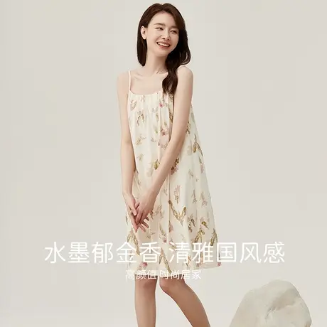 顶瓜瓜吊带睡裙夏季女纯棉印花薄款可外穿全棉家居裙睡衣女夏天商品大图