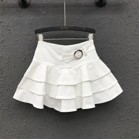 减龄时尚白色牛仔半身裙女23夏季新款韩版a字蛋糕裙显瘦蓬蓬短裙图片